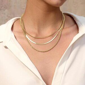 NEW! Women Stacked Necklace, Dainty Gold Necklace,14k Gold Plated